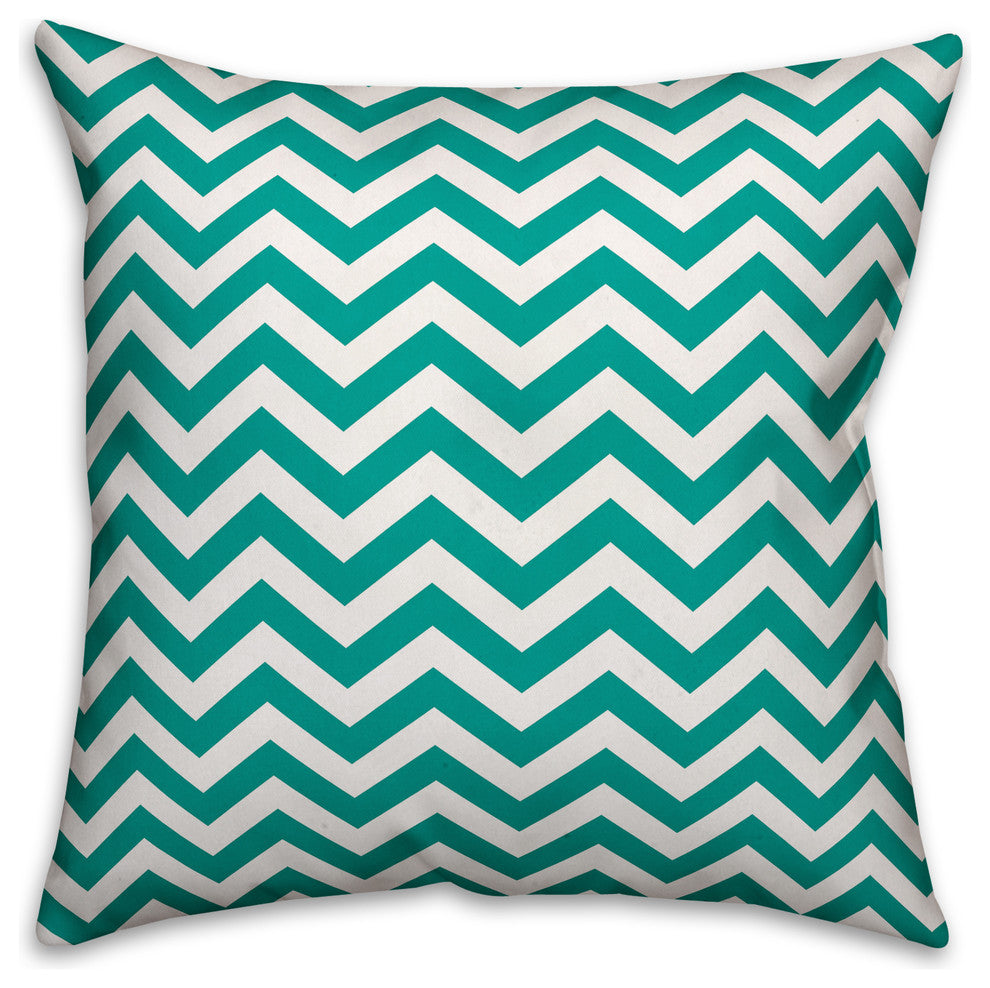 Teal Chevron Spun Poly Pillow, 18x18