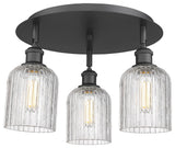 Ballston-Bridal Veil 3-Light 17" Flush Mount, Matte Black, Clear