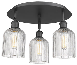 Ballston-Bridal Veil 3-Light 17" Flush Mount, Matte Black, Clear