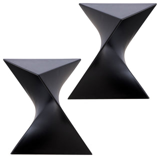 Leisuremod Randolph Modern Triangle Accent Side End Table, Black, Set of 2