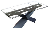 DAVEE Extendable Dining Table, Clear Glass Table Top
