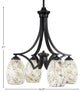 Zilo 4 Light Chandelier, Matte Black Finish With 5" Natural Fusion Glass