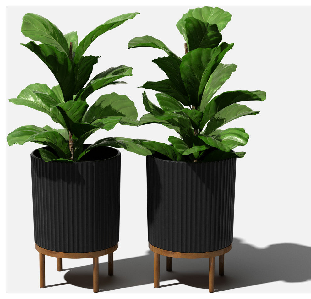 Veradek Demi Series Raised Planter With Stand, Black/Brown, 16", Set of 2