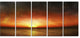 Fiery Sunset Beach under Cloudy Sky, Seashore Canvas Art, 60"x28", 5 Panels