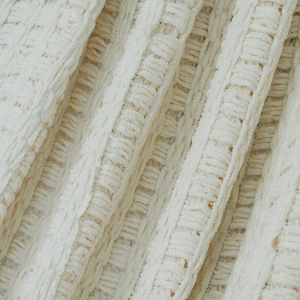 Space Yarn Knitted Throw, String Ivory, 60" X 80"