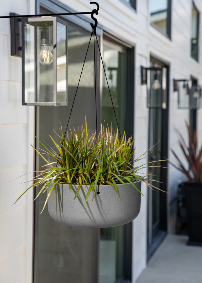 Pure Series Hanging Kona Bowl 14" Planter, Gray, 2 Pack