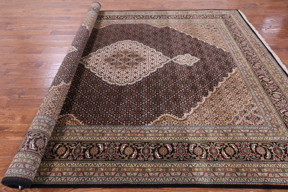 Wool and Silk Persian Tabriz Hand-Knotted Rug 7' 11" X 10' 0"- Q6052