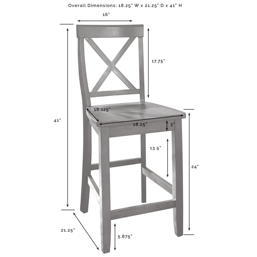 Julia Wood Top Island With X-Back Stools, Island and 2 Stools