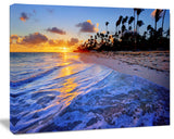 Blue Waves Along the Shore, Seashore Canvas Art Print, 60"x28"