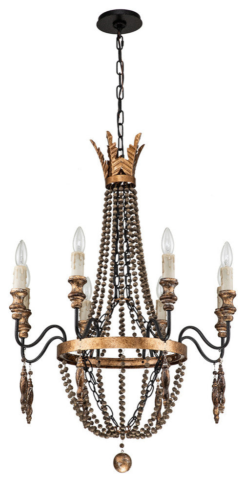 French Country 8-Light Empire Beaded Chandelier