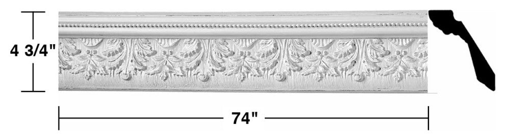 Cornice White Urethane Leaf Ornate Design 12 Pieces Totaling 888" Length