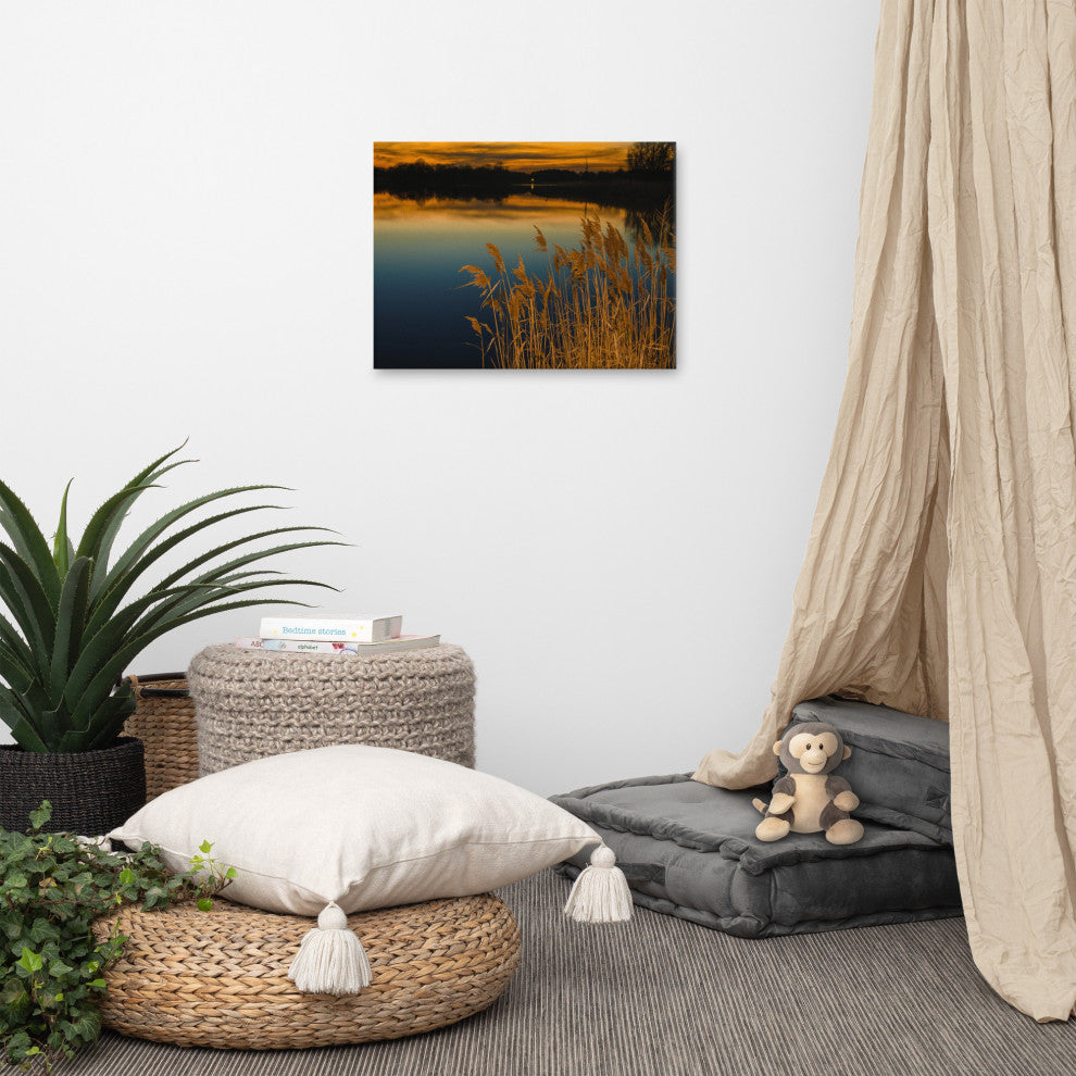 Rustic Canvas Wall Art: Sunset Reedy Point Landscape Print, 18" X 24"