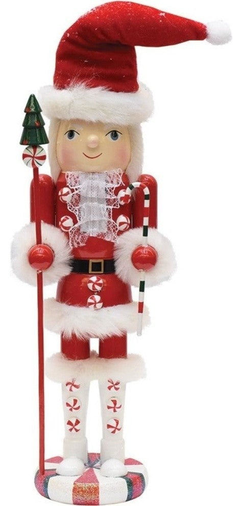15" Peppermint Twist Wooden Mrs. Christmas Nutcracker
