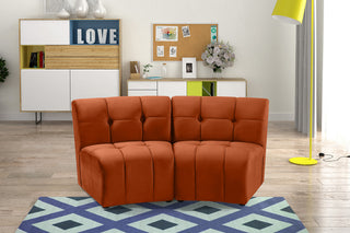 Limitless Velvet Upholstered 2-Piece Modular Sectional, Cognac