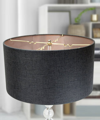 Granite Burlap Hardback Drum Lampshade 16"x16"x9", Granite Gray