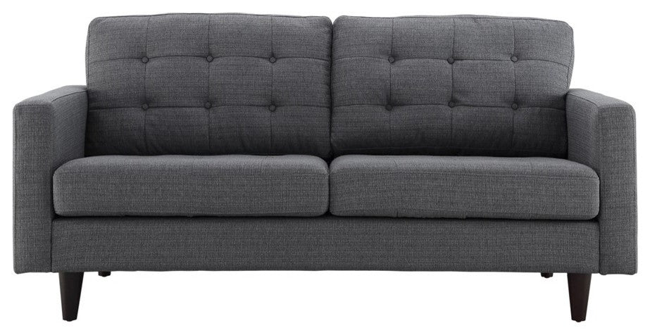 Modern Contemporary Loveseat, Gray Fabric