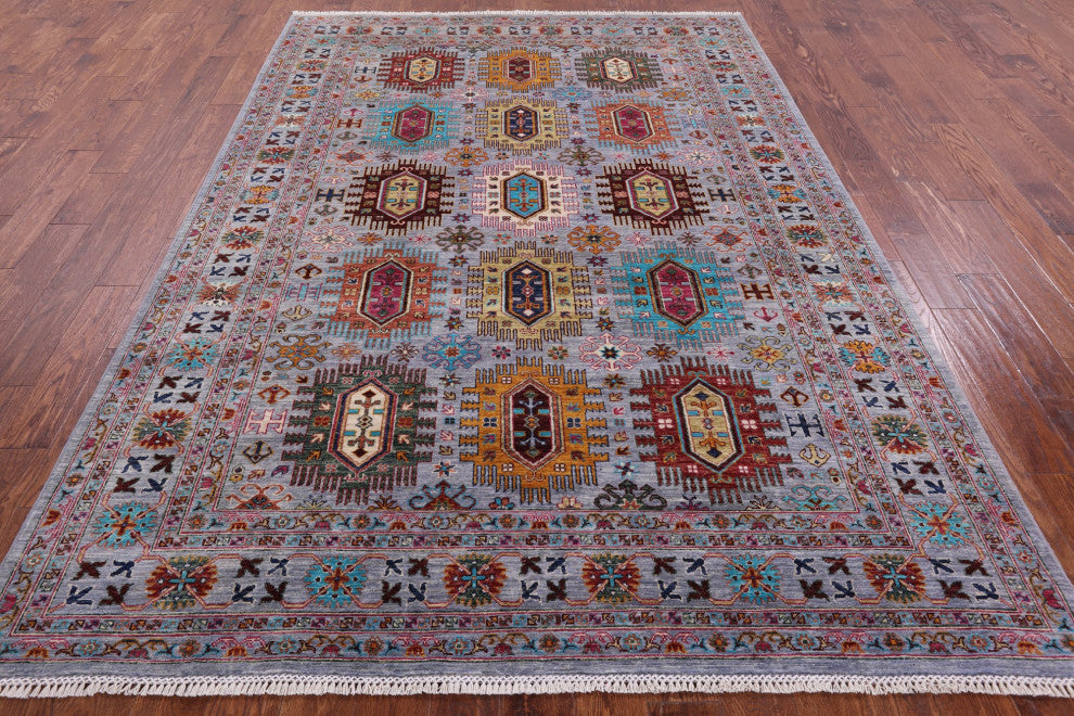 Handmade Fine Turkmen Ersari Wool Rug 6' 10" X 9' 8" Q11308