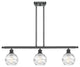 Small Deco Swirl 3-Light Island-Light, Matte Black, Clear