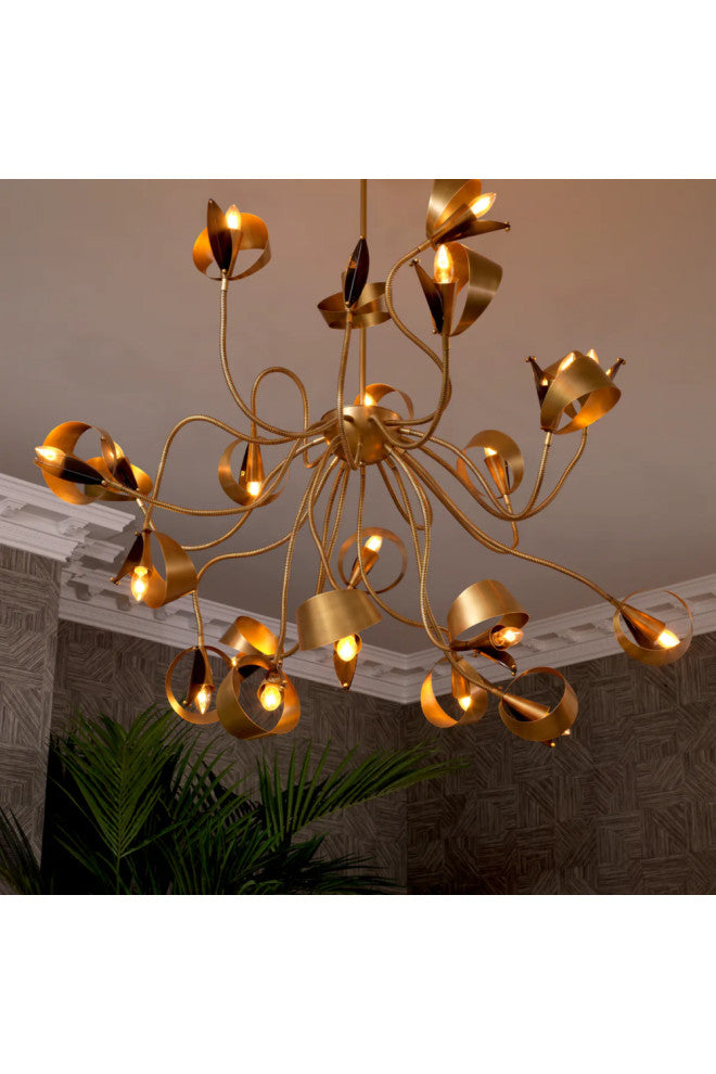 Antique Brass Chandelier, Eichholtz Corrientes
