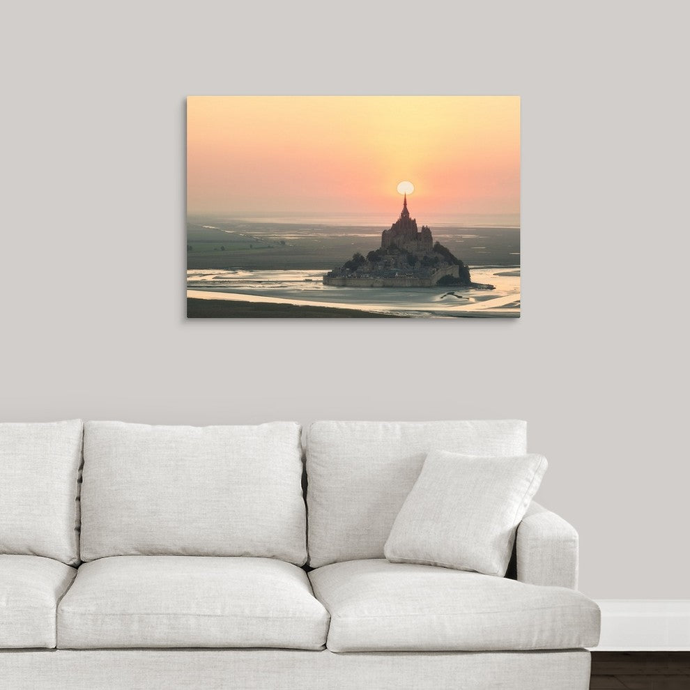 "Mont Saint Michel Target" Wrapped Canvas Art Print, 36"x24"x1.5"