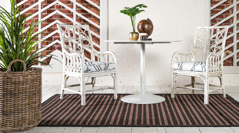 Unique Loom Brown Checkered Outdoor 2'x3' Area Rug