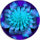 Fractal Blue Spread-Out Flower, Floral Art Round Metal Wall Art, 11"