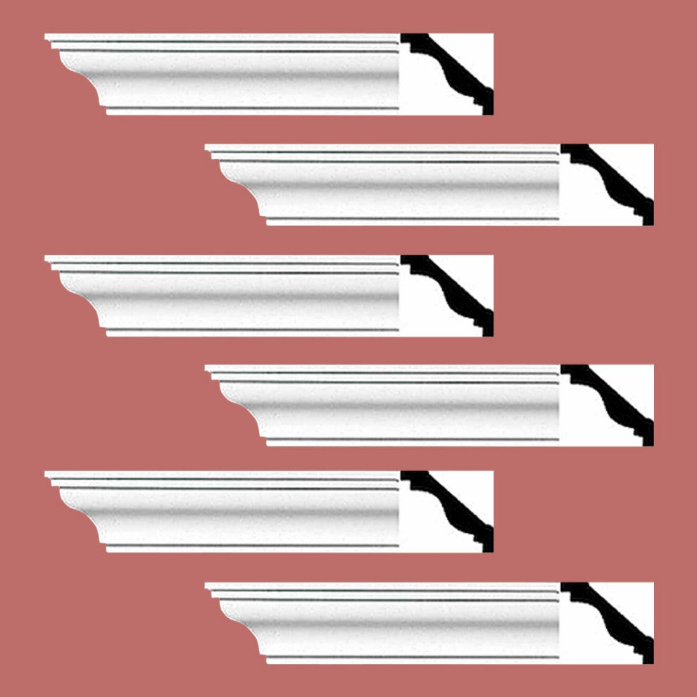 Cornice White Urethane Pleasance Simple Design 6 Pieces Totaling 576" Length