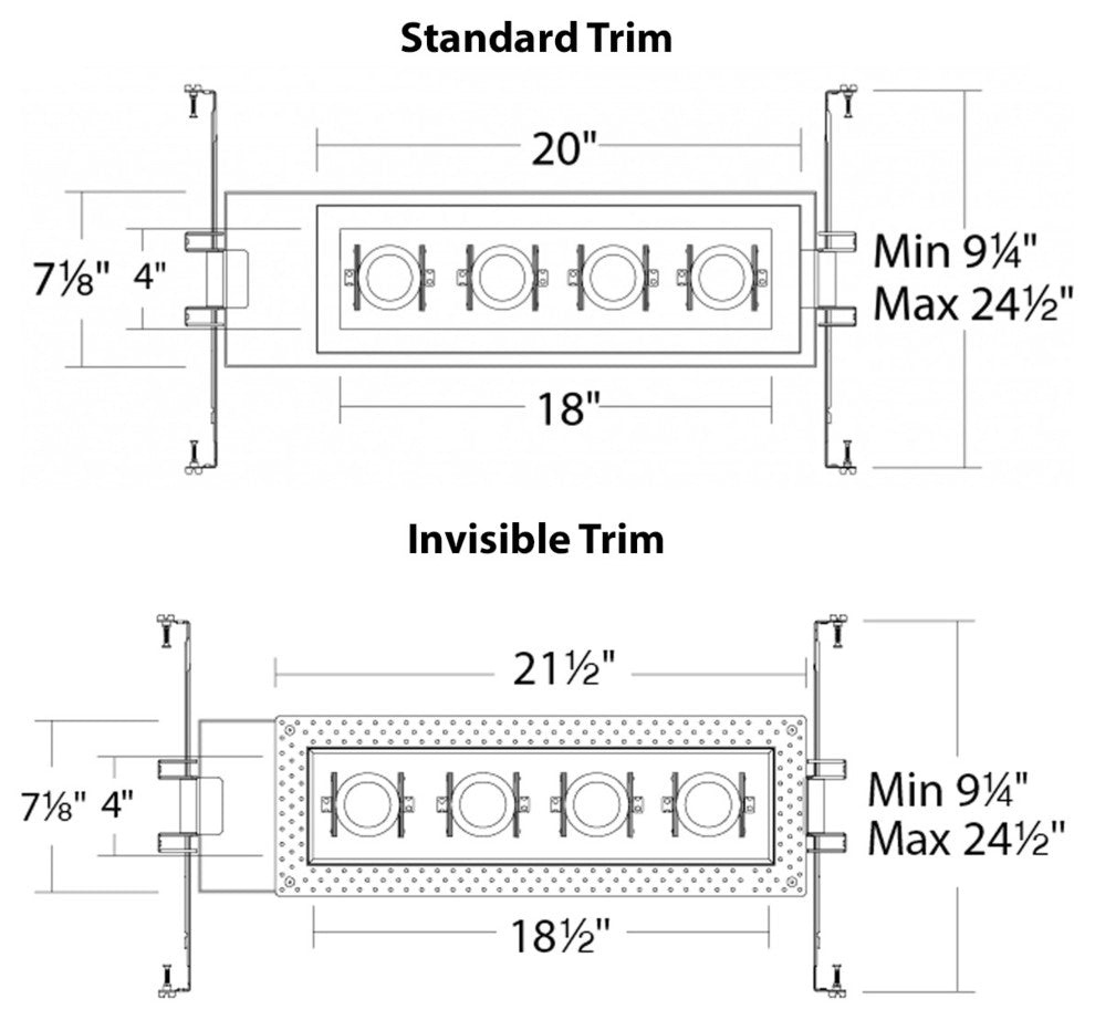 Silo LED Multiple Four-Light non-IC Airtight Housing, Light 4000K, Black