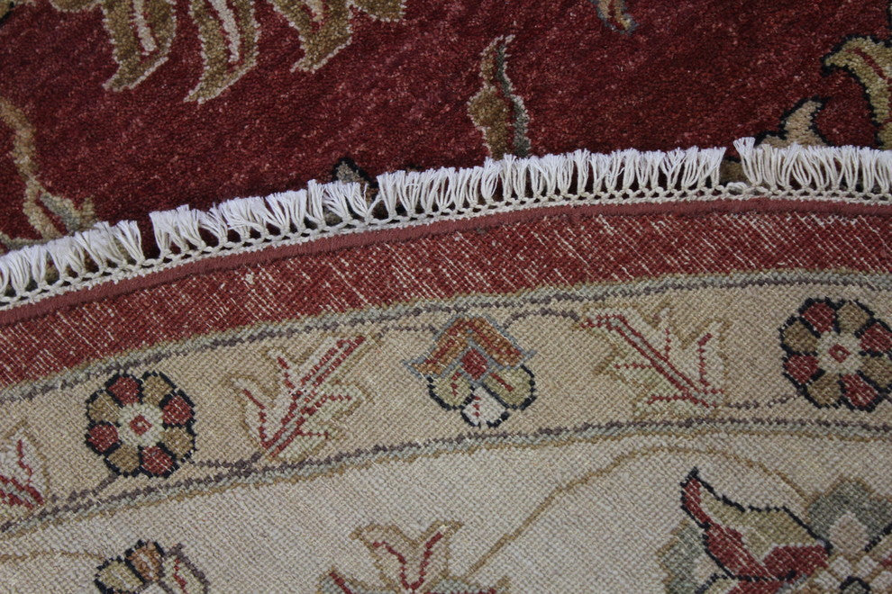 Chobhi Hand-Knotted Rug, Red/Ivory, 9"x9"