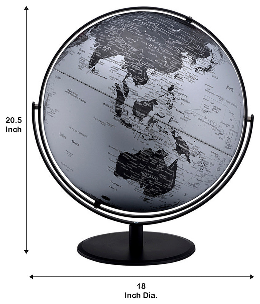 Benzara BM240408 Globe Accent Decor With Inbuilt LED, Black and Gray