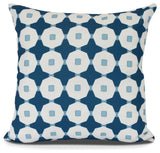 Button Up, Geometric Print Outdoor Pillow, Blue, 18"x18"