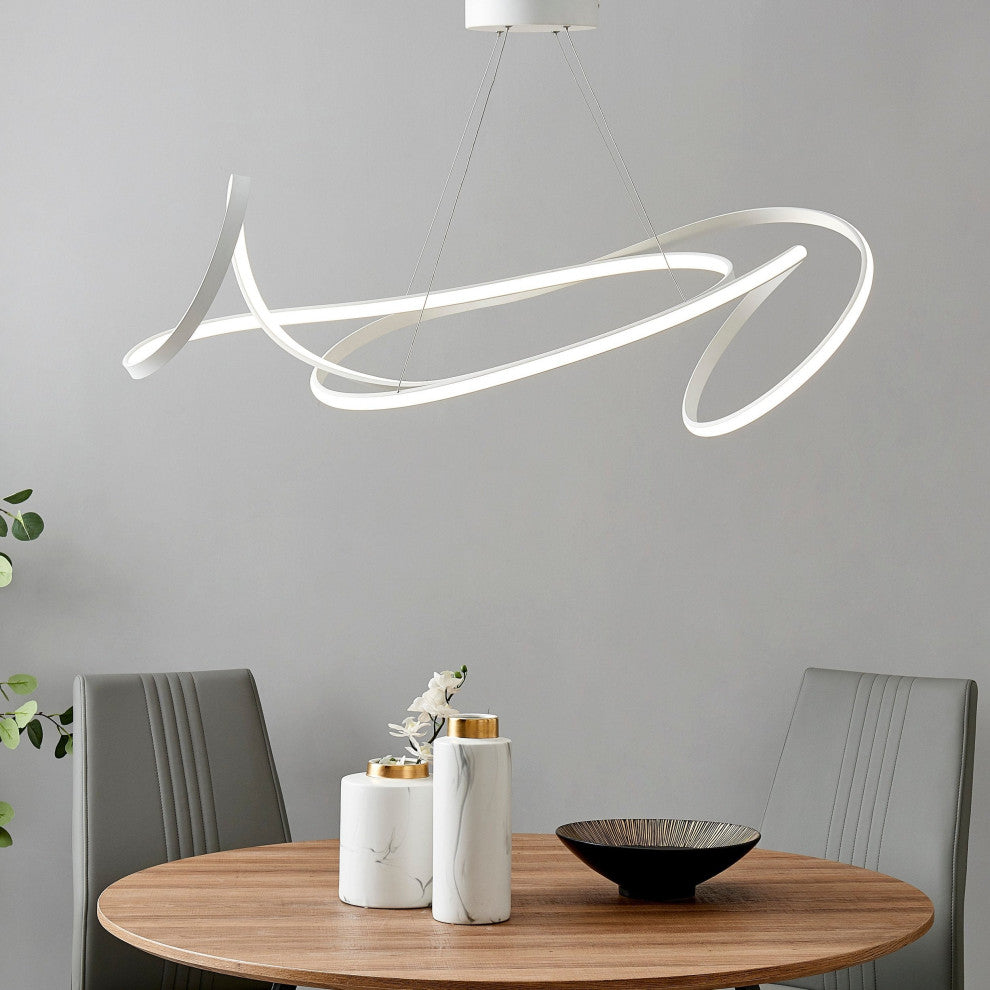Moscow Dimmable Integrated LED Chandelier, White, Smart Dimmer Included