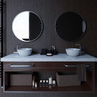 Cortesi Home Opra Mirror, Round 24", Brushed Silver Metal Frame