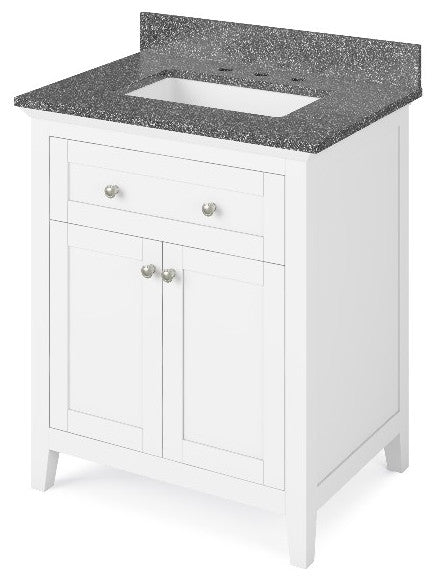 Chatham Traditional 30" White Single Sink Vanity, Boulder Cultured Marble Vanity
