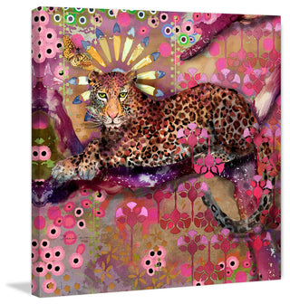 "Leopard and Butterfly" Painting Print on Wrapped Canvas