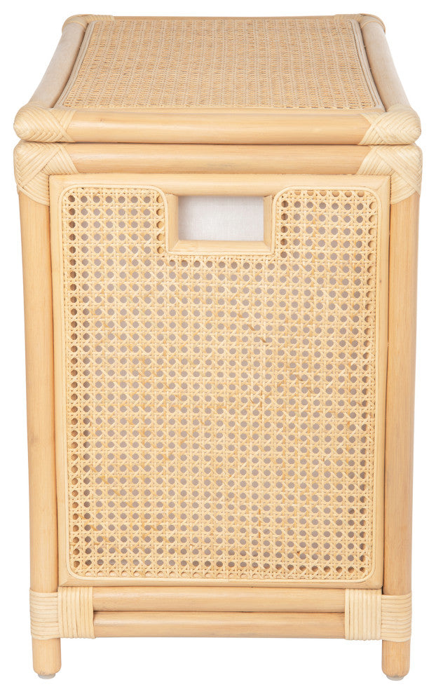 Rattan Cane Clothes Hamper Laundry Basket, Removable Liner, Lid, 2-3 Loads