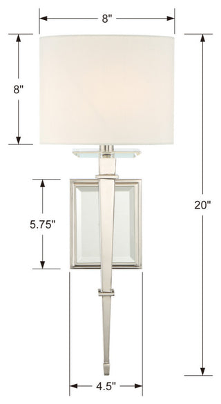 Crystorama Cli-231-Pn Clifton 1 Light Polished Nickel Sconce