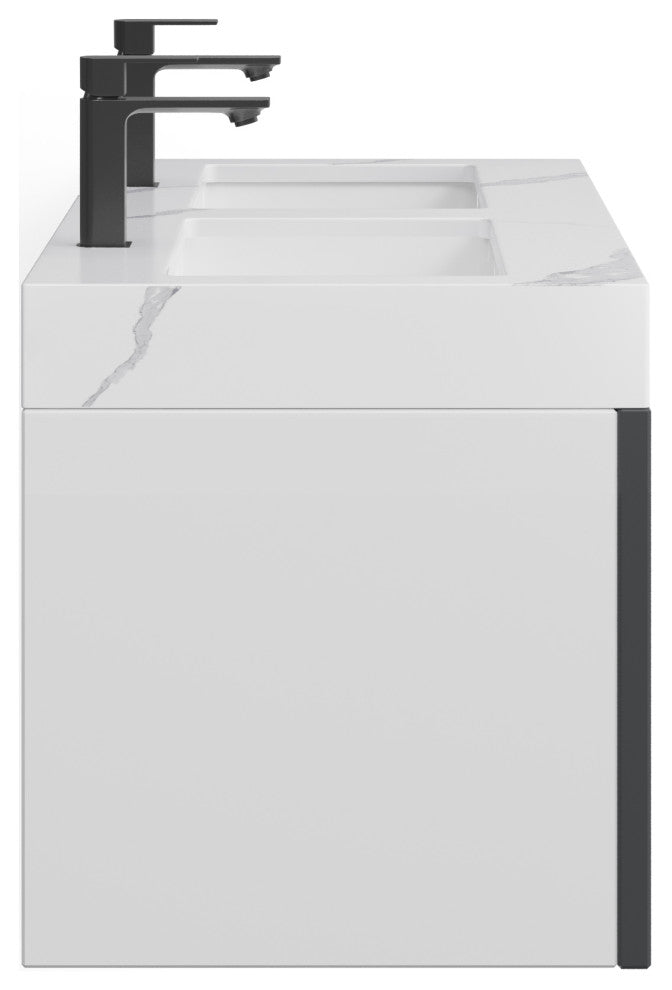 The Monolith Bathroom Vanity, Dark Gray, 48", Double Sink, Wall Mount