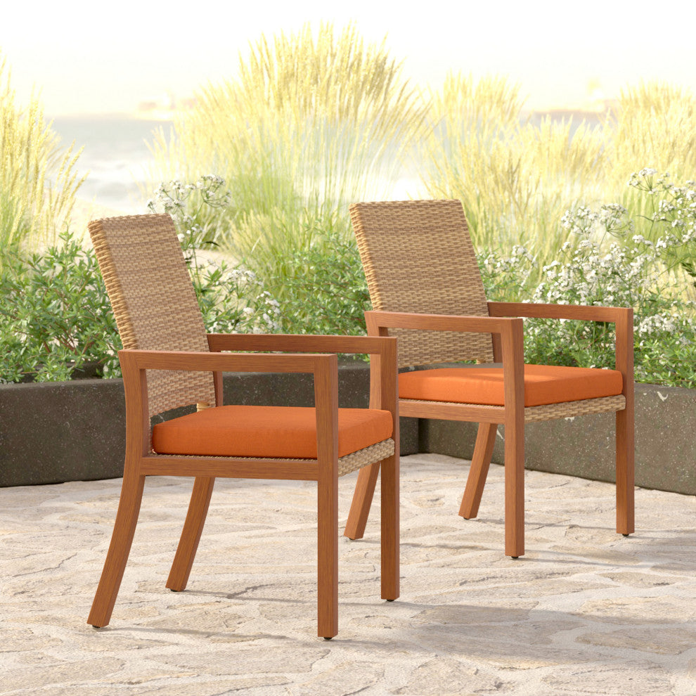 Mili 7 Piece Sunbrella Outdoor Patio Dining Set, Tikka Orange