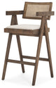 Indie Medium Brown Wood w/ Cane Bar Stool