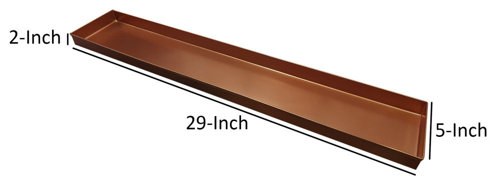 Benzara BM195220 Metal Window sill Plant Tray With Trim Edges, Large, Copper