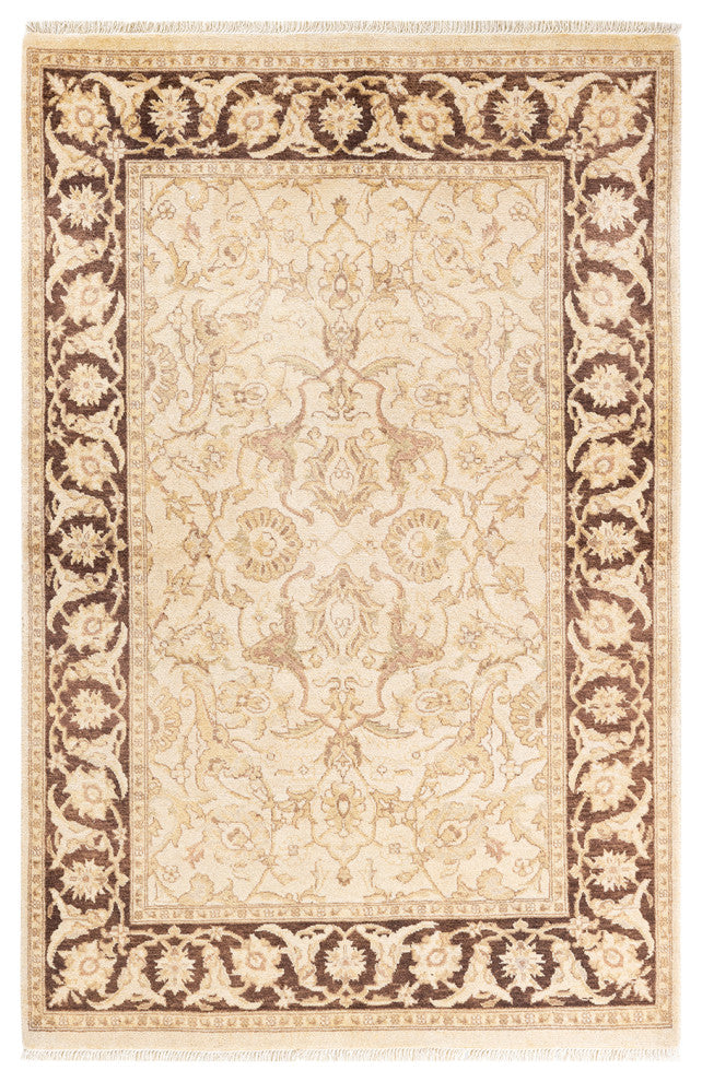 Eclectic, One-of-a-Kind Hand-Knotted Area Rug Ivory, 4' 2 x 6' 2