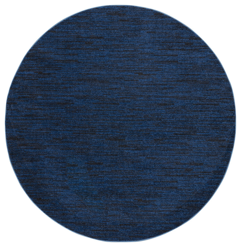 Nourison Essentials 8' x Round Midnight Blue Outdoor Area Rug