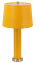 Benzara BM285167 Modern Table Lamp, Faux Leather, Iron, Bright Orange Yellow