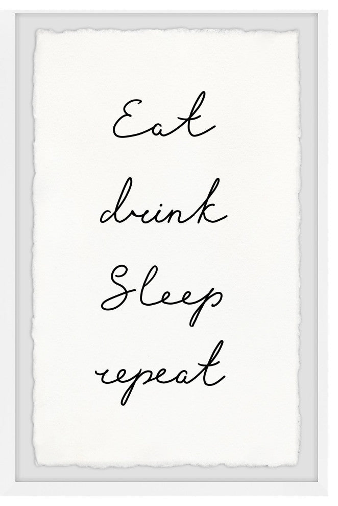 "Eat Drink Sleep Repeat" Framed Painting Print, 16x24