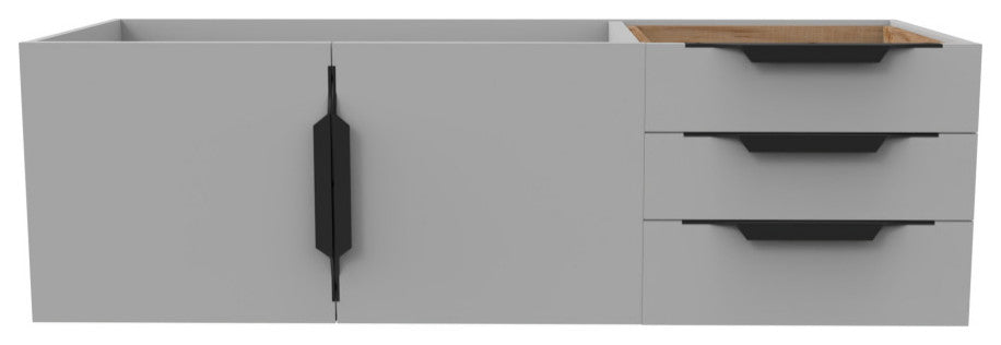 CastelloUSA Alpine 48" Wall Mounted Vanity, Base Only, Gray, Black Handles