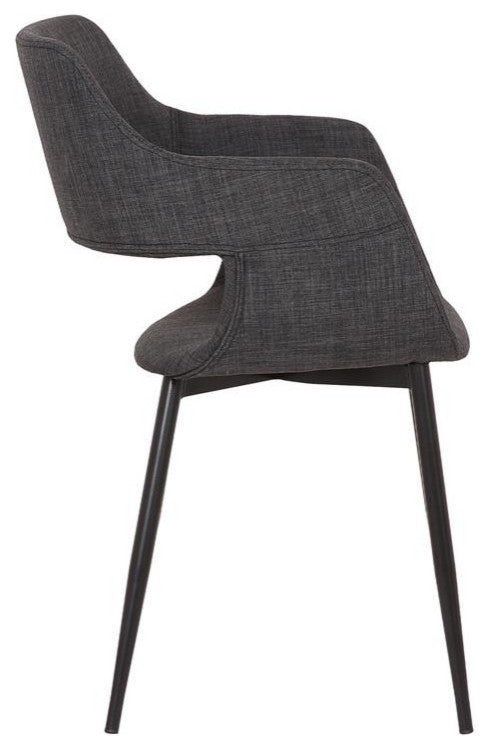 Ariana Mid-Century Open Back Dining Accent Chair, Charcoal