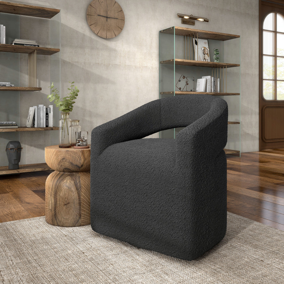 Mindy Boho Boucle Upholstered Swivel Accent Barrel Chair, Gray