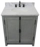 30" Single Vanity, Gray Ash, White Carrara Top, Oval Sink