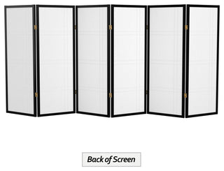 4' Tall Double Cross Shoji Screen, Black, 6 Panels
